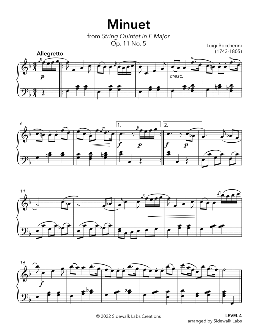 Minuet, Opus 11, No. 5