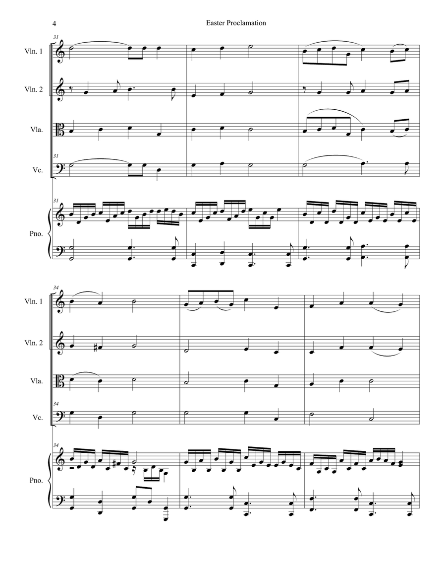 Easter Proclamation (The Risen Christ) (String Quartet and Piano) String Quartet scores gallery preview page 4