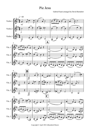 Pie Jesu (from Requiem) for Violin Trio