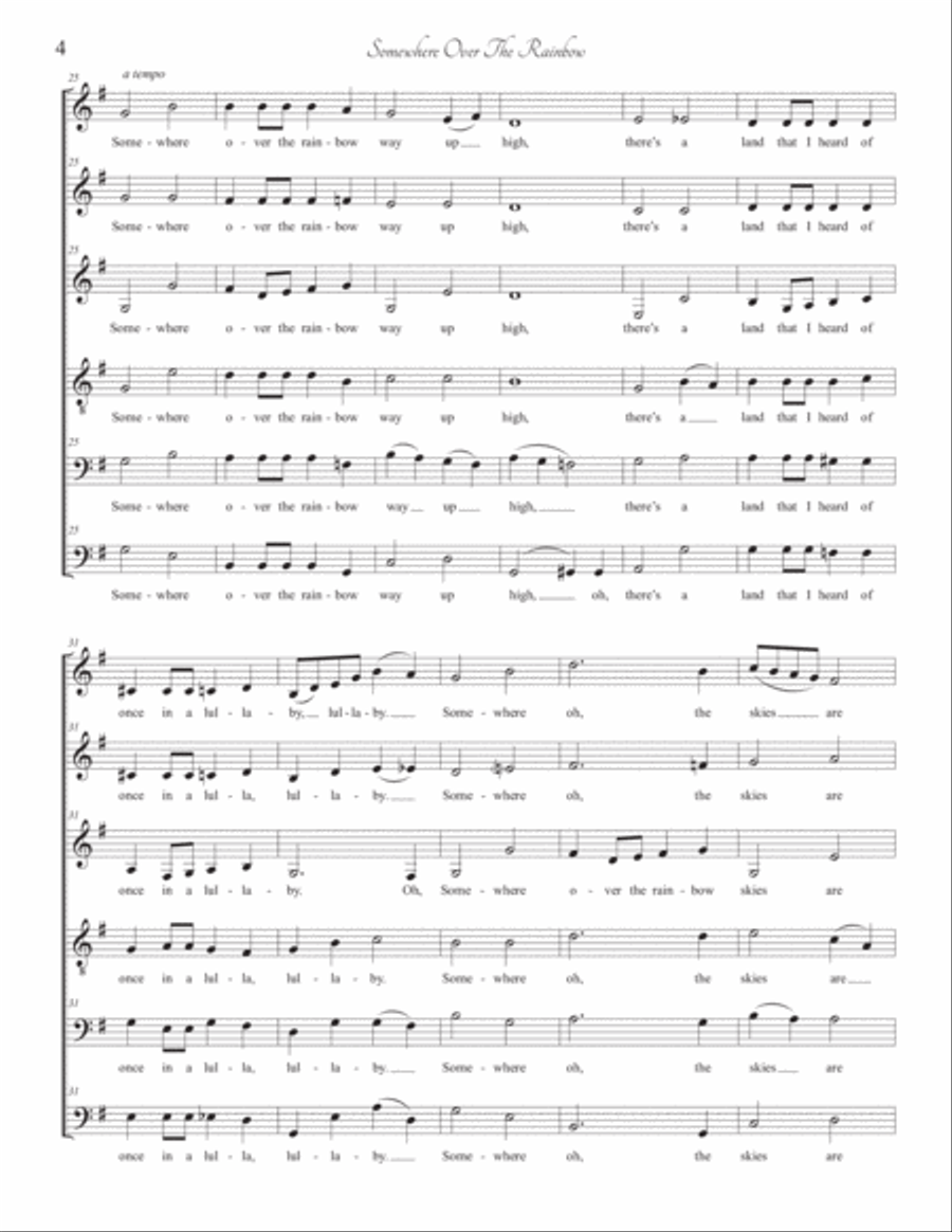 Over The Rainbow (from The Wizard Of Oz) 4-Part scores gallery preview page 4