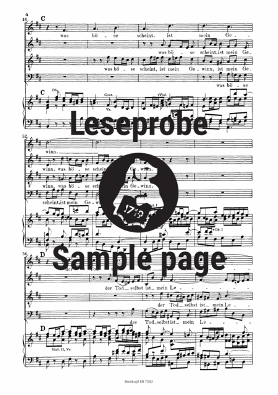 Cantata BWV 92 “Ich hab in Gottes Herz und Sinn” 4-Part scores gallery preview page 5