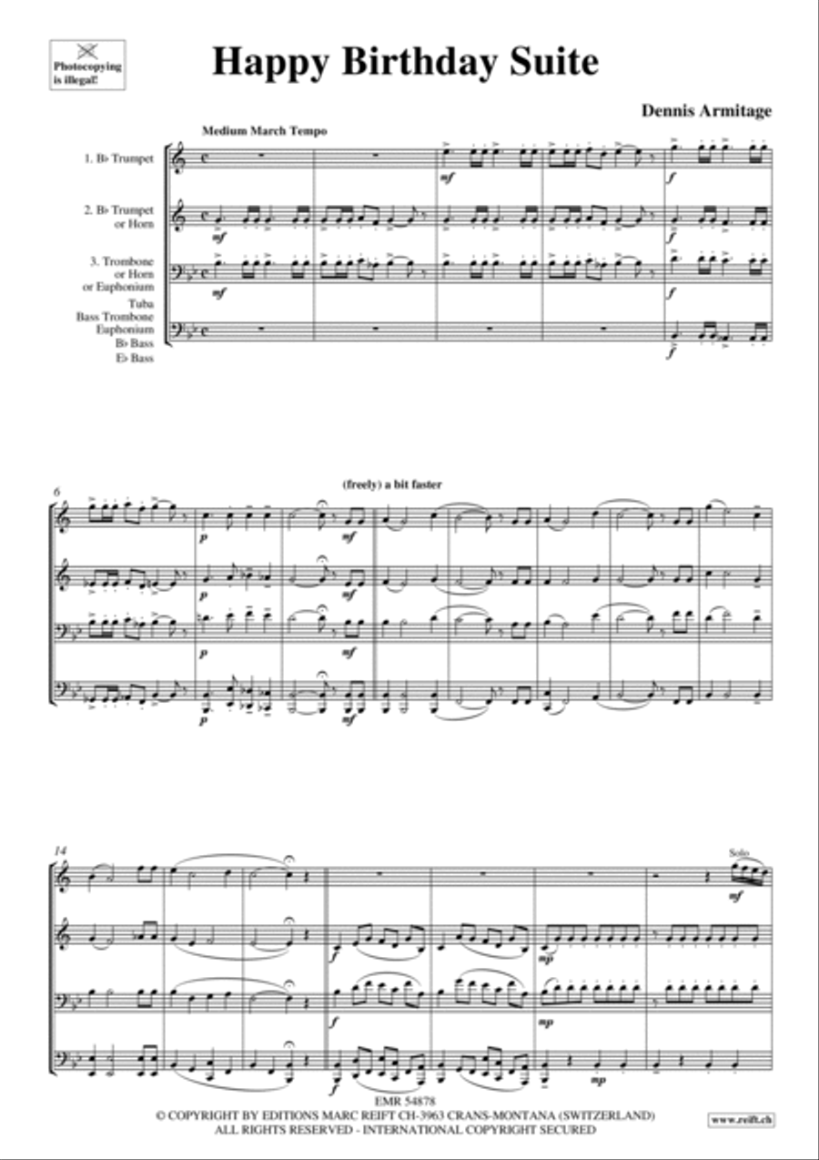 Happy Birthday Suite Brass Quartet scores gallery preview page 3