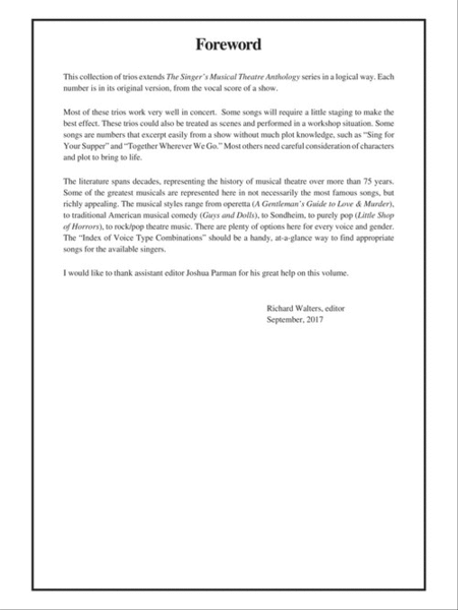 Singer's Musical Theatre Anthology Trios Voice scores gallery preview page 2