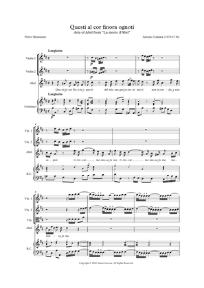 "Questi al cor finora ognoti" from "La Morte d'Abel" by Antonio Caldara - Score Only