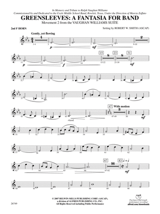 Greensleeves: A Fantasia for Band: 2nd F Horn
