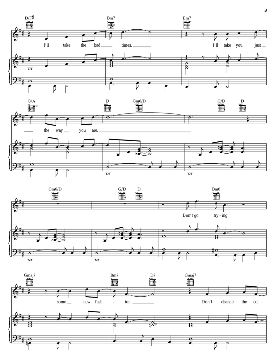 Just The Way You Are Piano, Vocal, Guitar scores gallery preview page 3