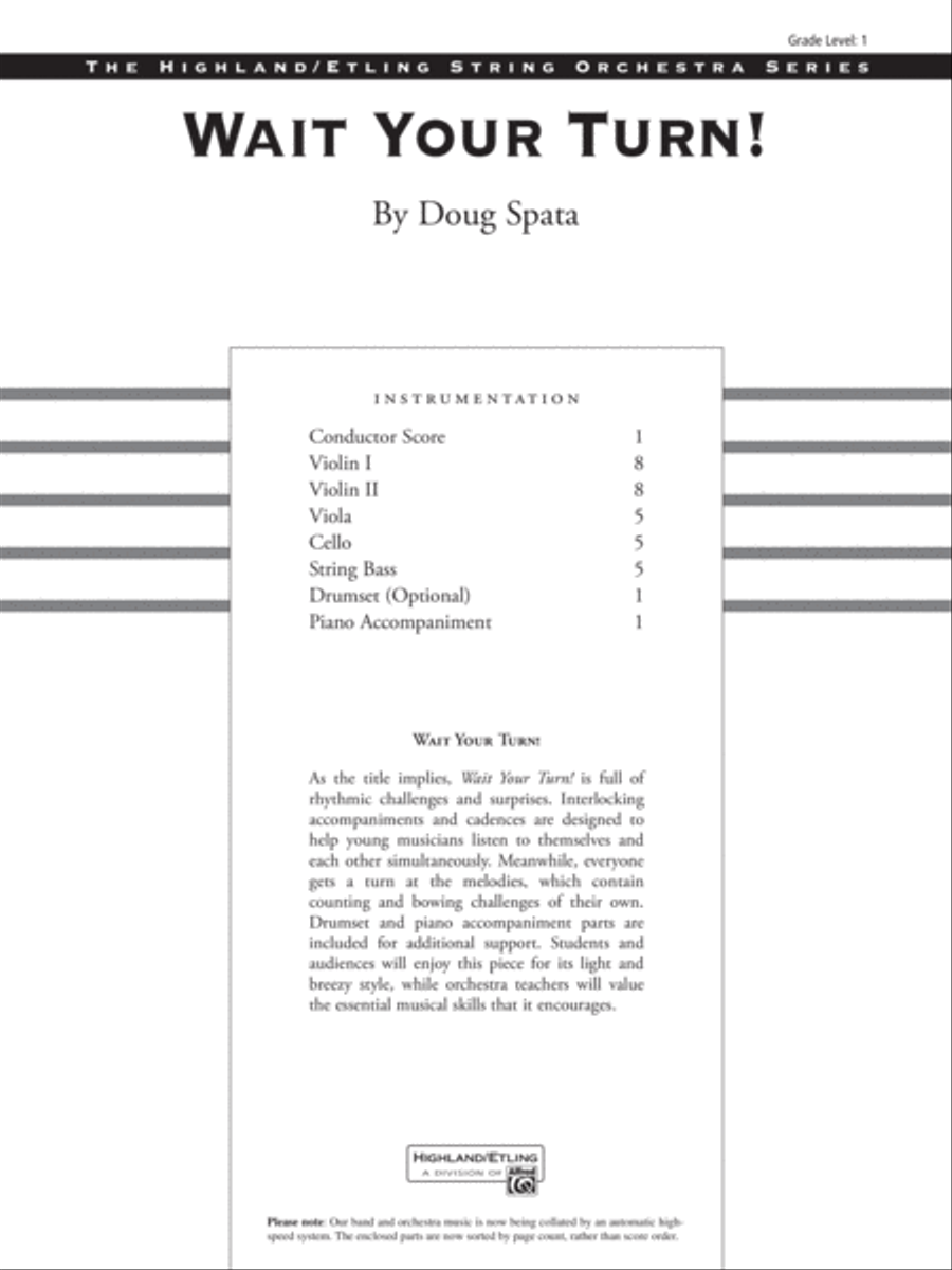 Wait Your Turn! String Orchestra scores gallery preview page 2