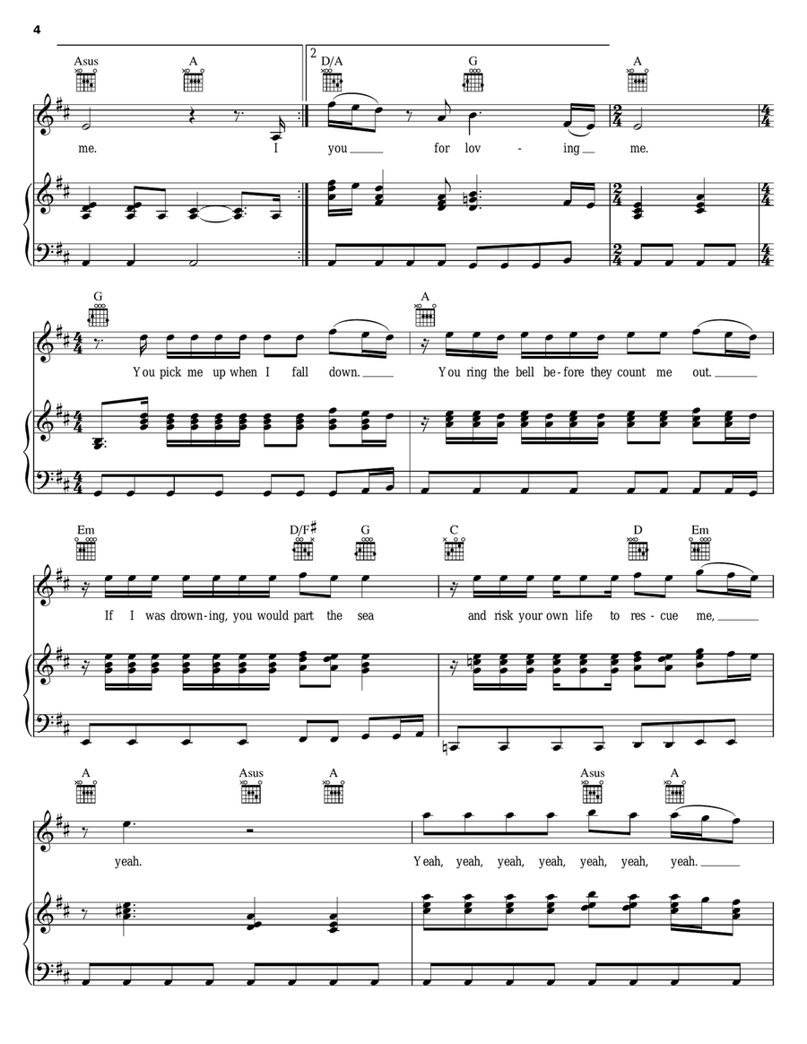 Thank You For Loving Me Piano, Vocal, Guitar scores gallery preview page 4