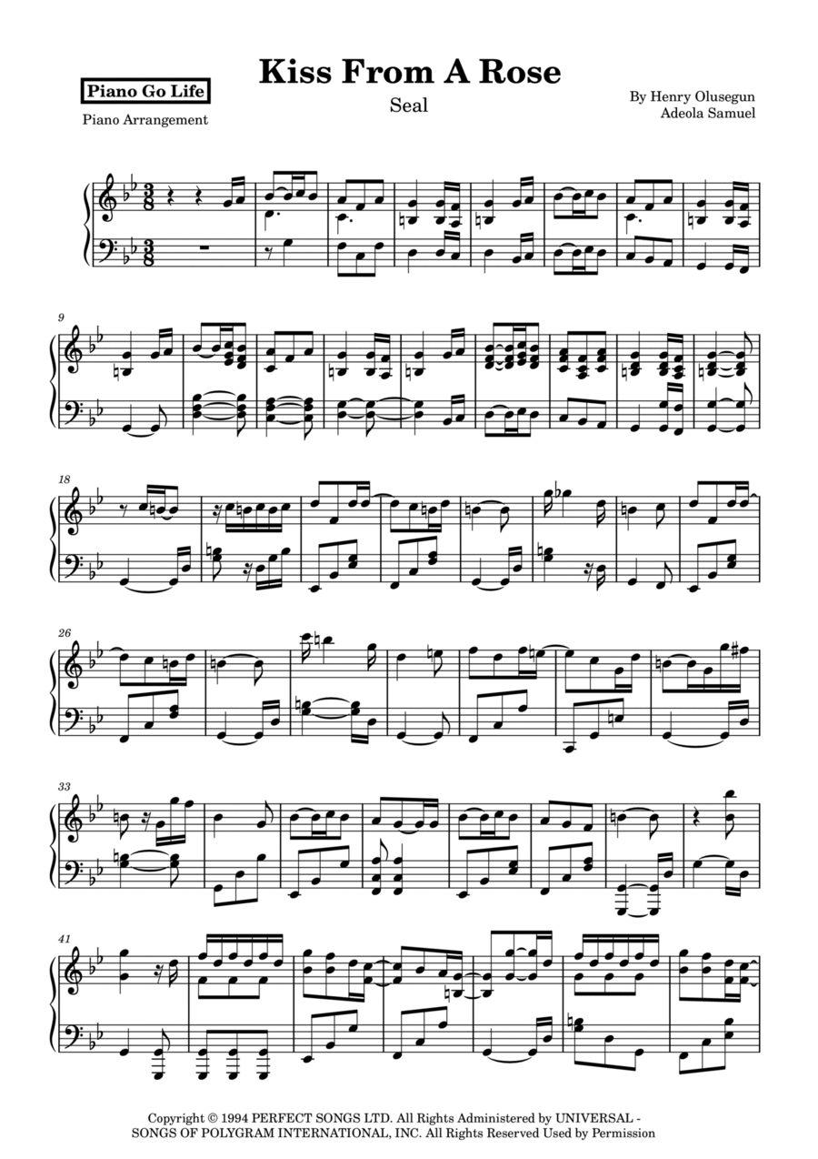 Kiss From A Rose Piano Solo scores gallery preview page 1