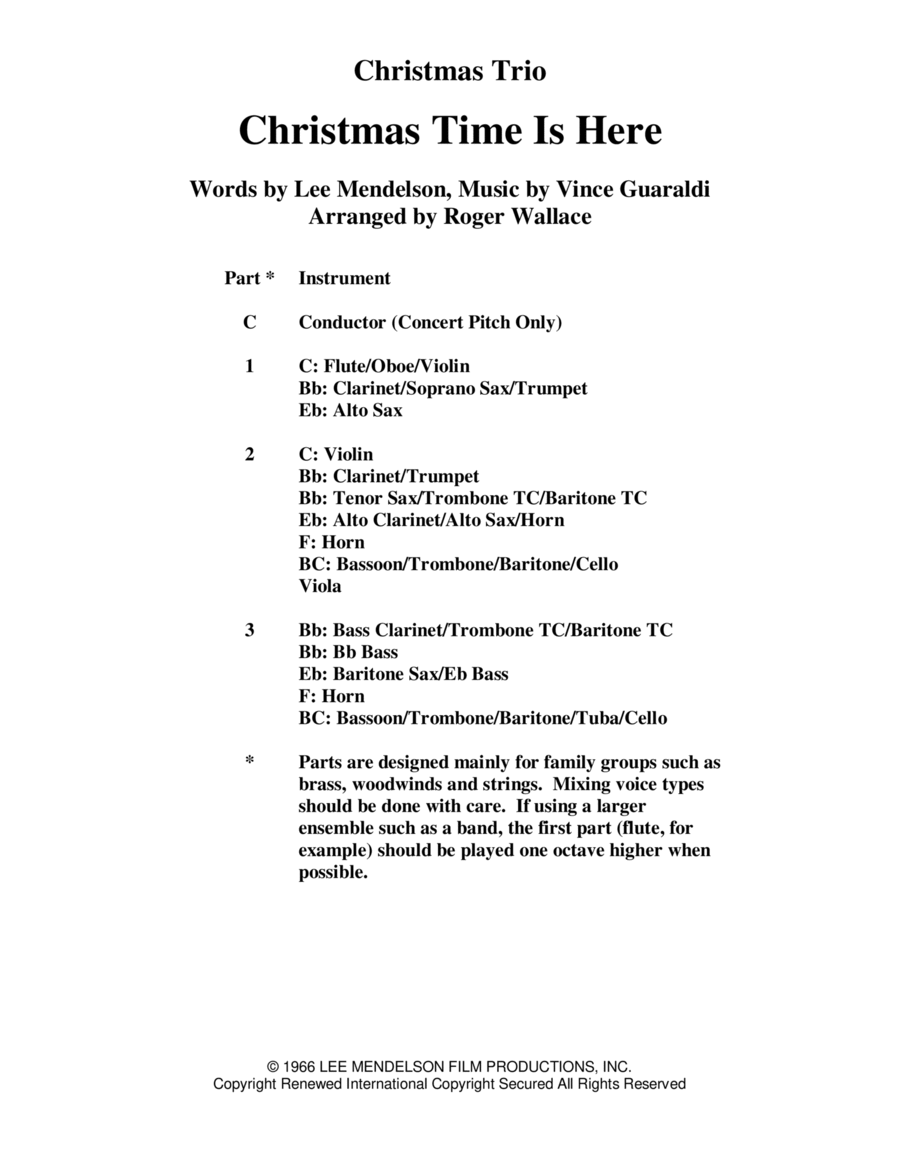 Christmas Time Is Here Brass Trio scores gallery preview page 1