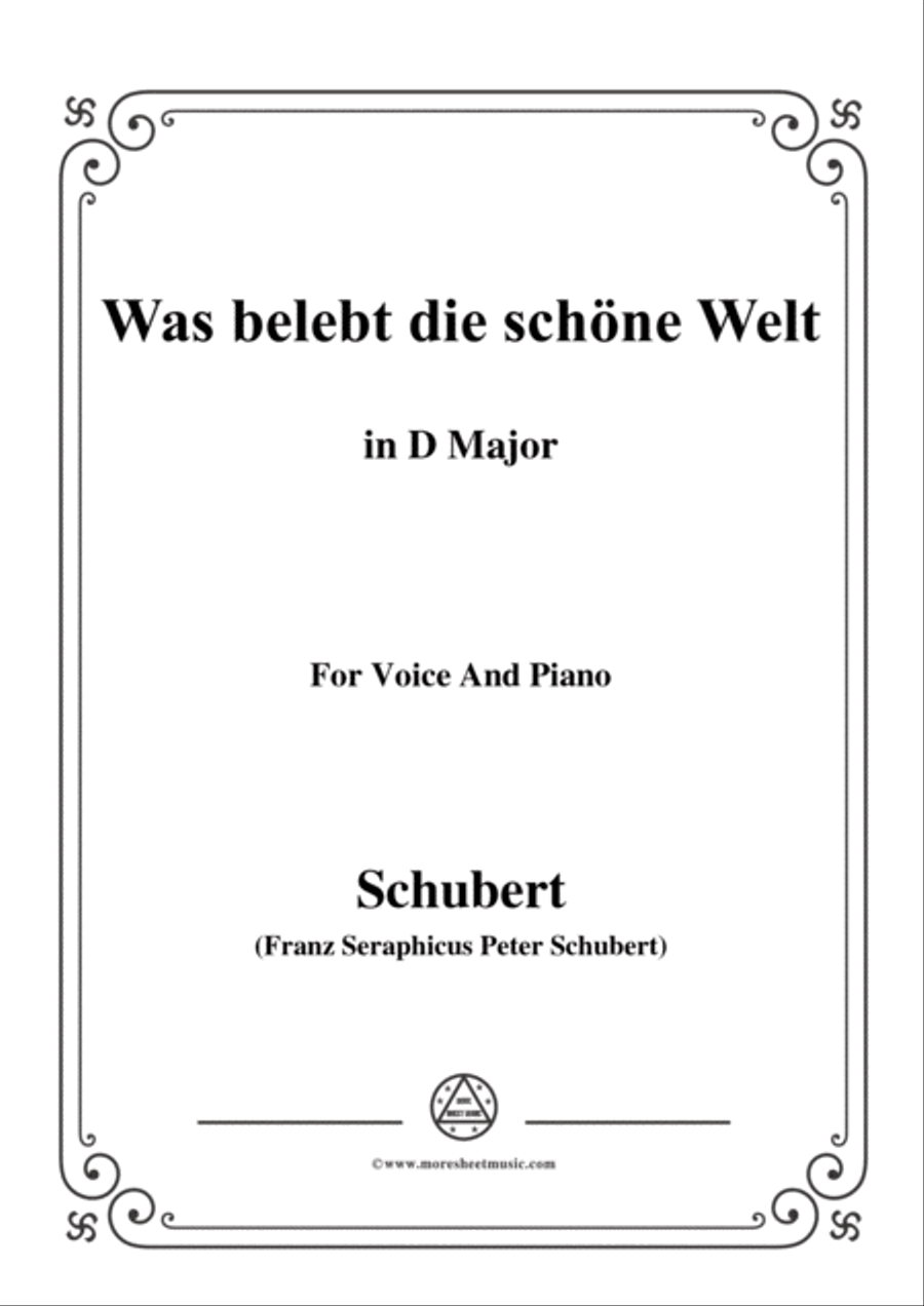 Schubert-Was belebt die schöne Welt,in D Major,for Voice&Piano Voice scores gallery preview page 1