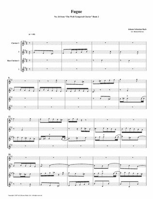 Fugue 24 from Well-Tempered Clavier, Book 2 (Clarinet Quartet)