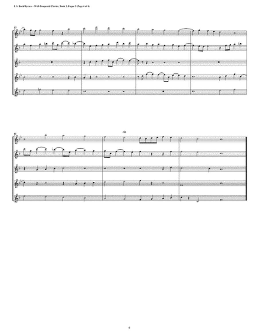 Fugue 09 from Well-Tempered Clavier, Book 2 (Saxophone Quintet) image number null