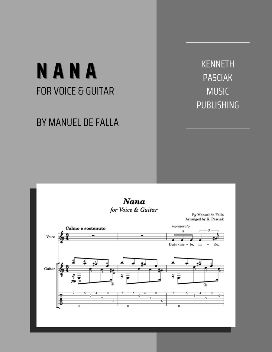 Nana (for Voice and Guitar) Acoustic Guitar scores gallery preview page 1