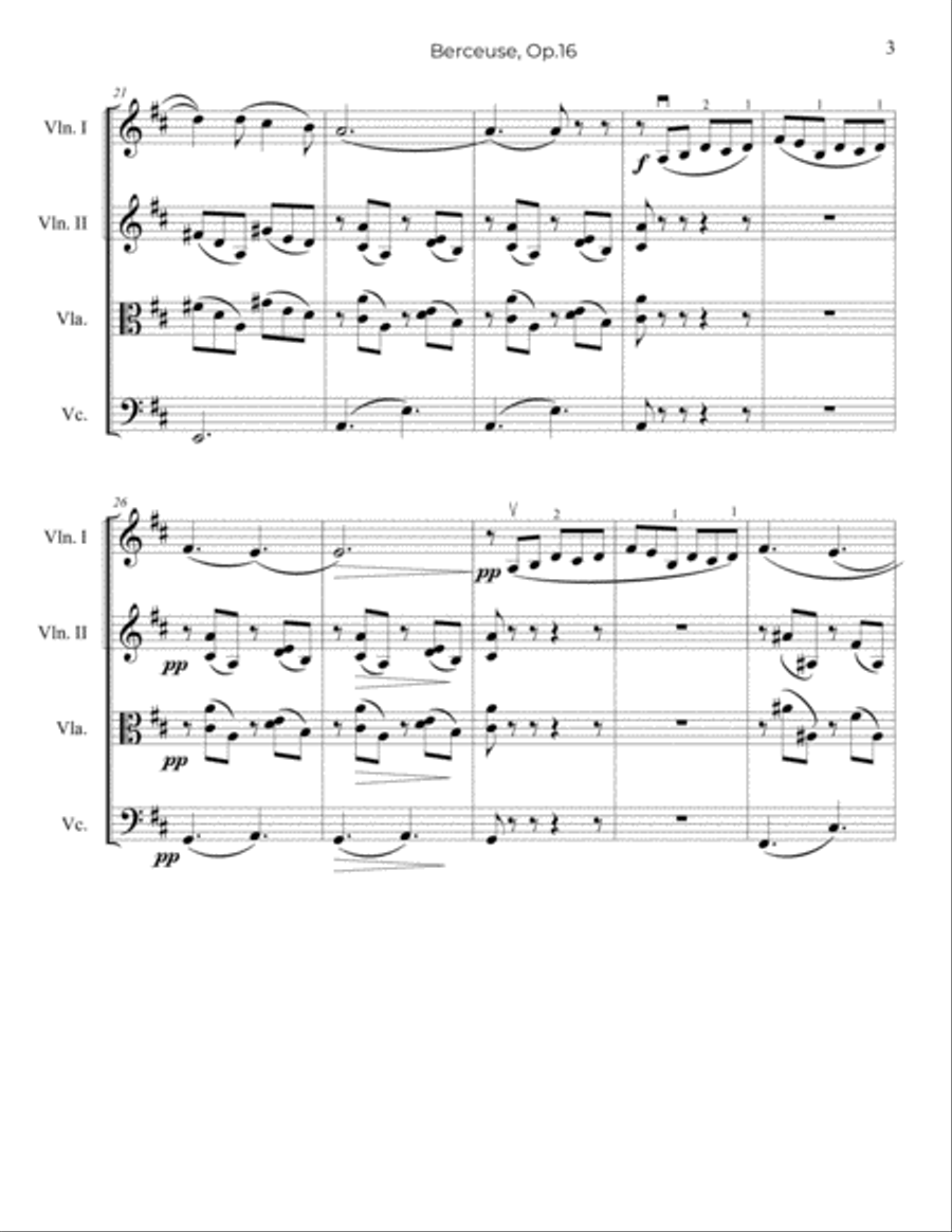 Fauré: Berceuse, Op.16 - String Trio, or 2 Violins and Cello String Trio scores gallery preview page 4