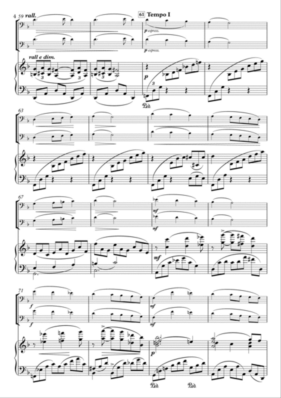 Miniatures, No.4 Romance H.88-1 for tenor saxophone, violoncello & Piano Small Ensemble scores gallery preview page 4