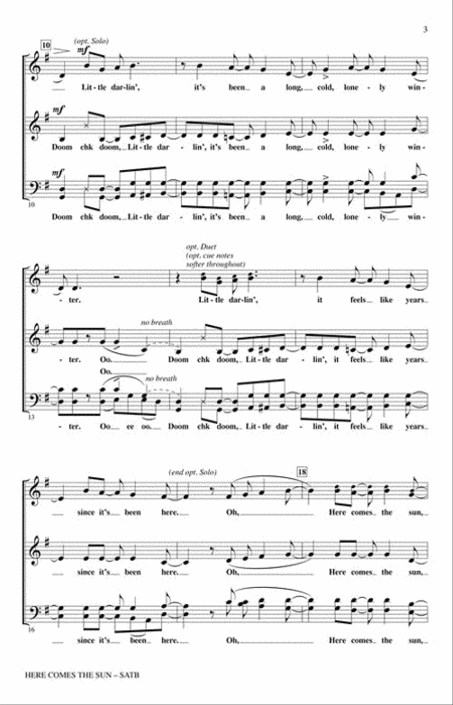 Here Comes the Sun 4-Part scores gallery preview page 3