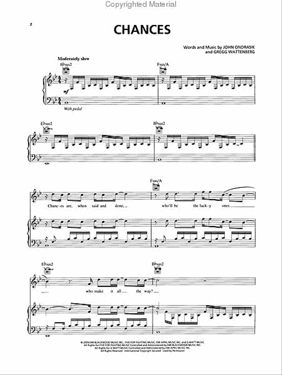 Chances Piano, Vocal, Guitar scores gallery preview page 2