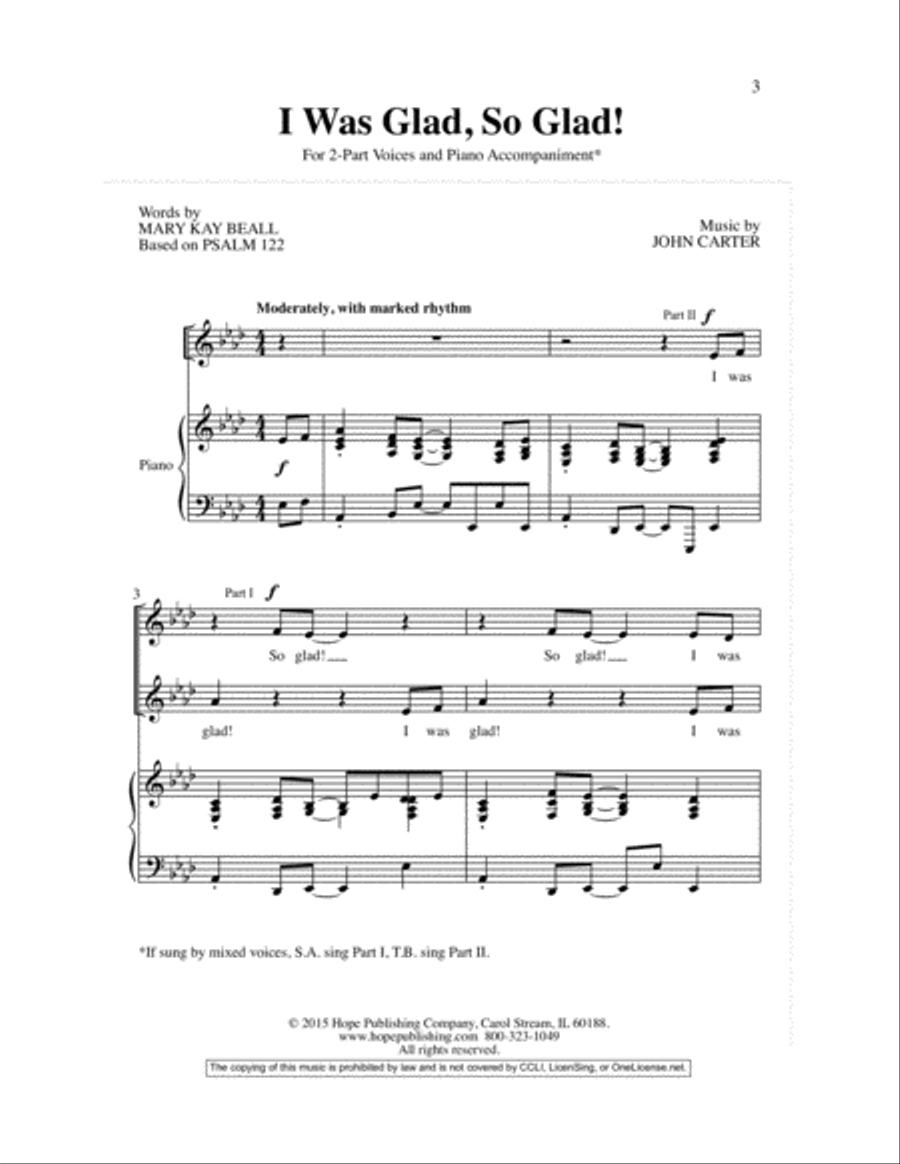 I Was Glad, So Glad! I Was Glad, So Glad! 2-Part scores gallery preview page 3
