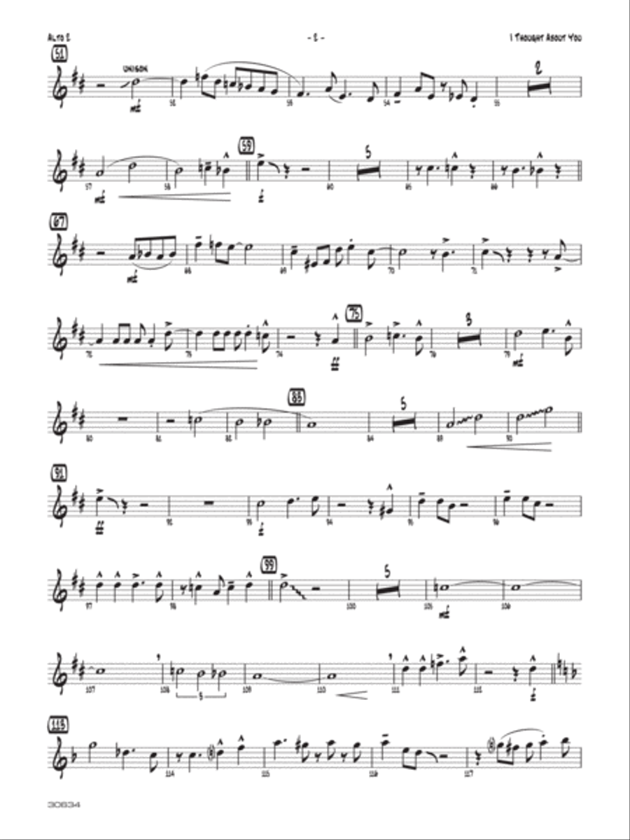I Thought About You: 2nd E-flat Alto Saxophone Jazz Ensemble scores gallery preview page 2