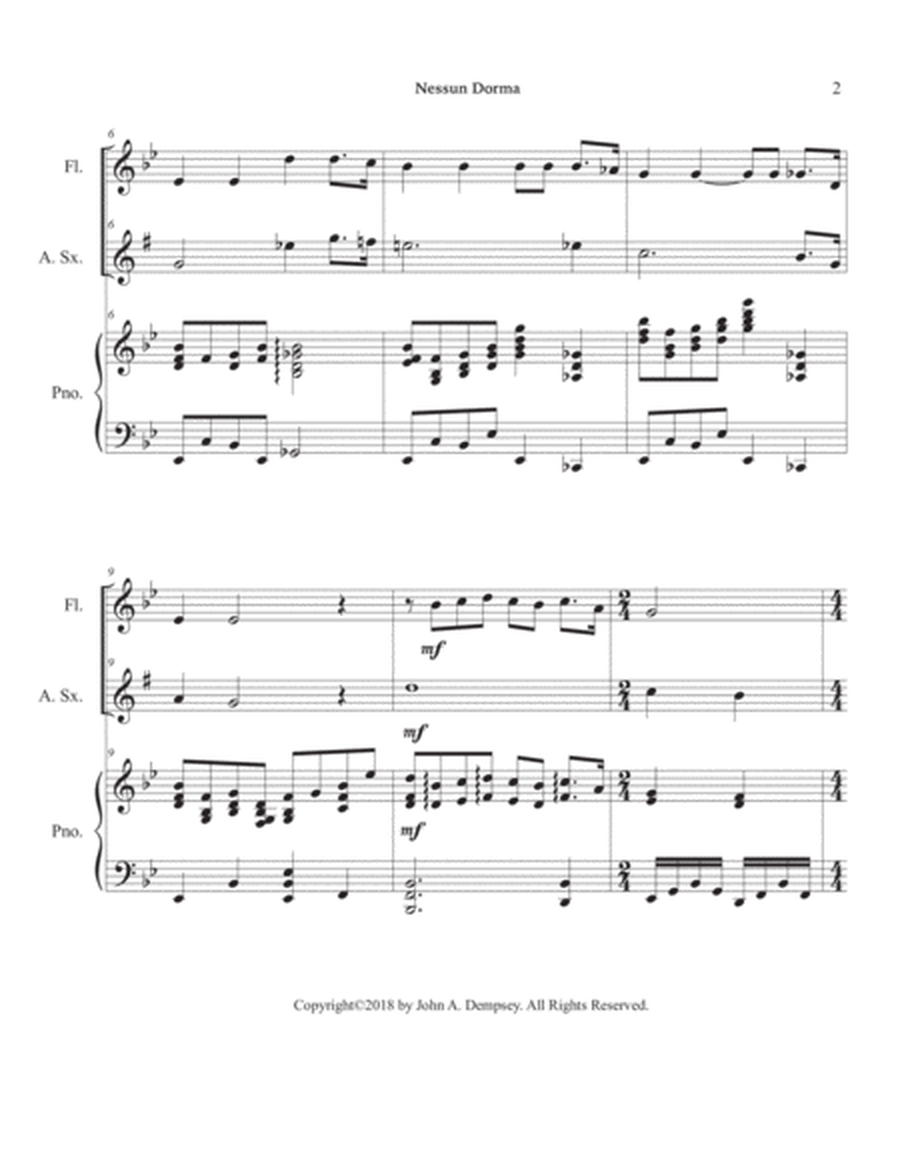 Nessun Dorma (Trio for Flute, Alto Sax and Piano) image number null