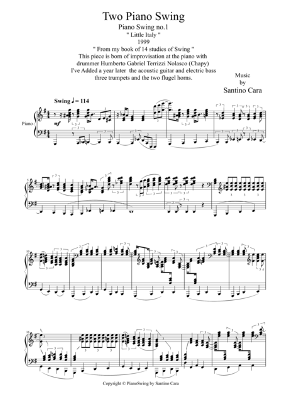 Two Piano Swing - Little Italy - Santino Cara Piano Solo scores gallery preview page 1