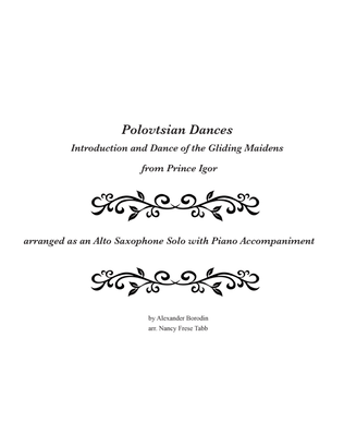 Polovtsian Dances - Introduction and Dance of the Gliding Maidens arr. for Alto Saxophone and Piano