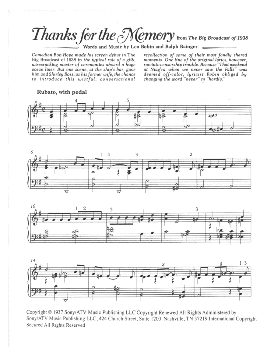 Thanks For The Memory Piano Solo scores gallery preview page 1