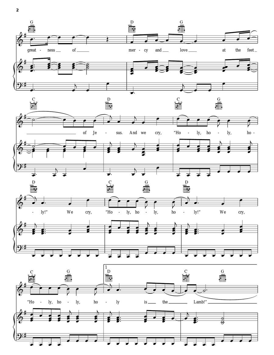 We Fall Down Piano, Vocal, Guitar scores gallery preview page 2