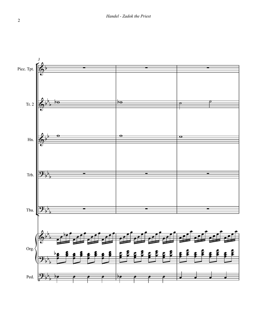 Zadok the Priest for Brass Quintet and Organ Small Ensemble scores gallery preview page 2