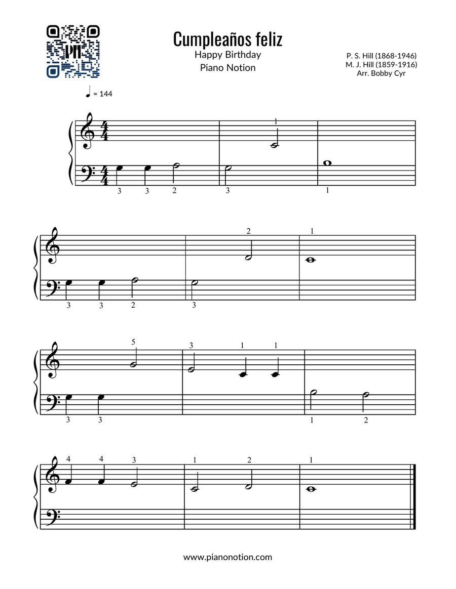 Cumpleaños feliz / Happy Birthday Easy Piano scores gallery preview page 1