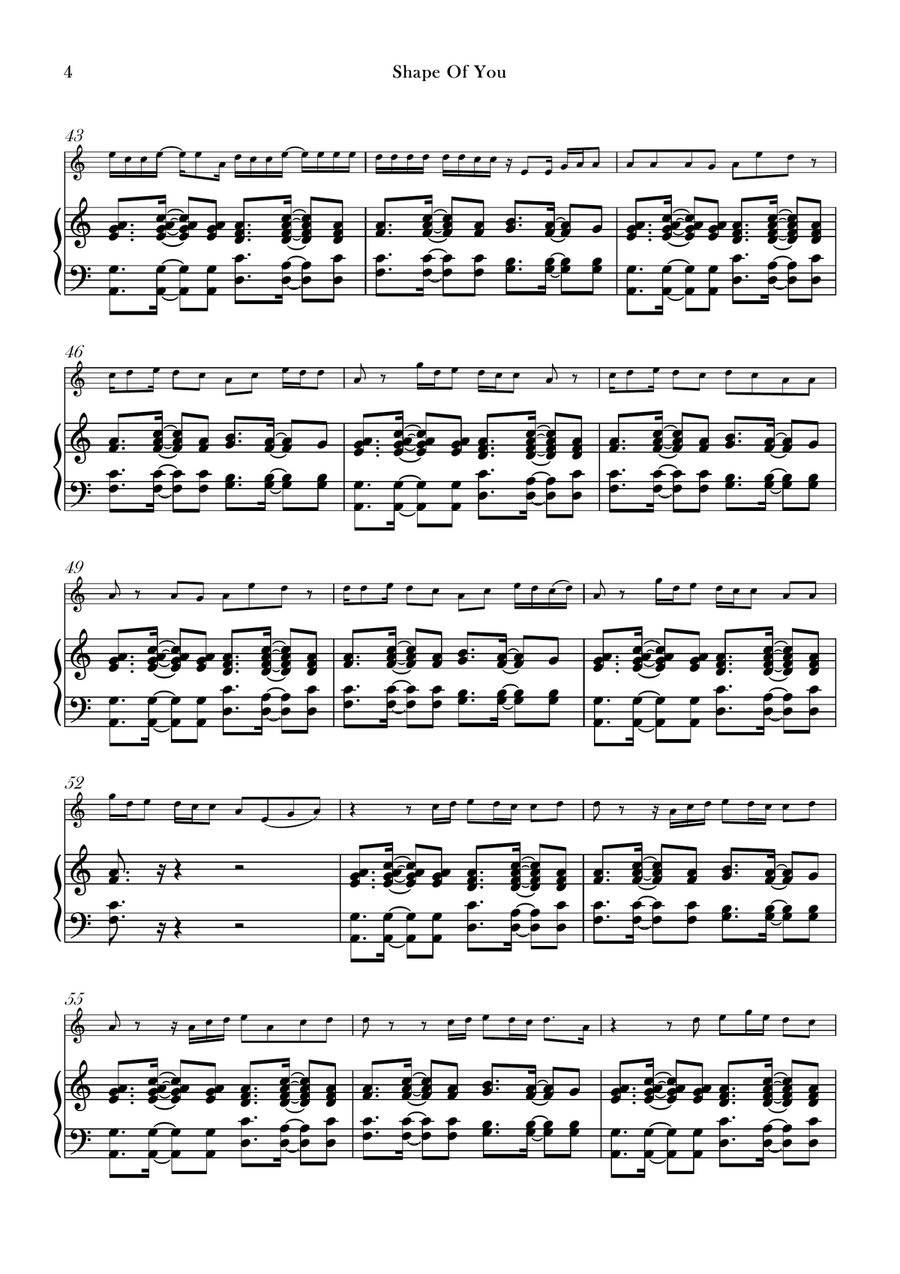 Shape Of You Violin Solo scores gallery preview page 4
