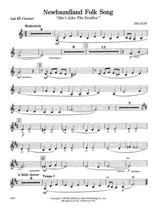 Newfoundland Folk Song: 2nd B-flat Clarinet