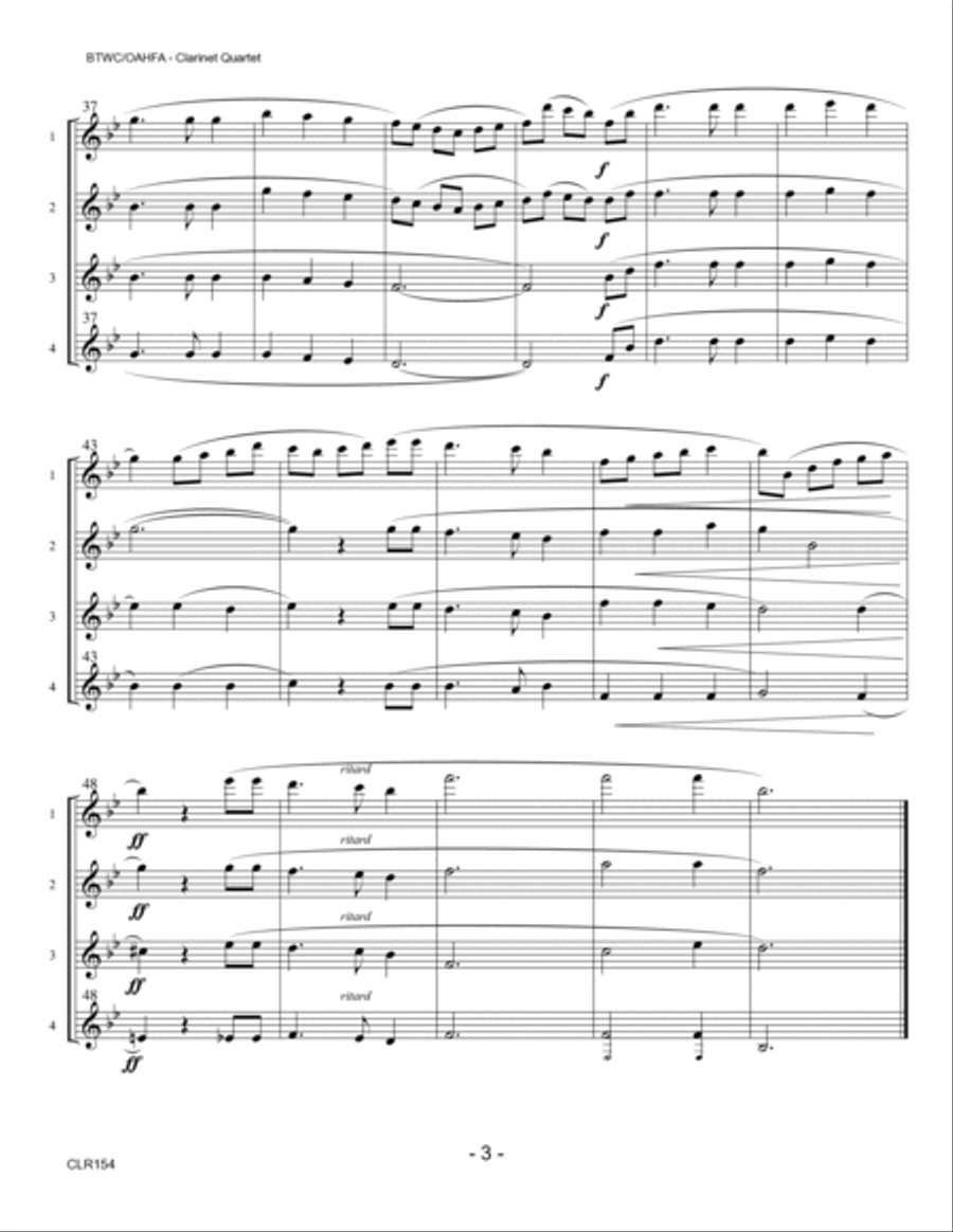 WHEN I SURVEY THE WONDROUS CROSS/ON A HILL FAR AWAY (The Old Rugged Cross) - Clarinet Quartet Woodwind Quartet scores gallery preview page 3
