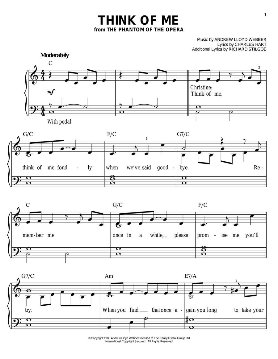 Think Of Me (from The Phantom Of The Opera) Voice scores gallery preview page 1