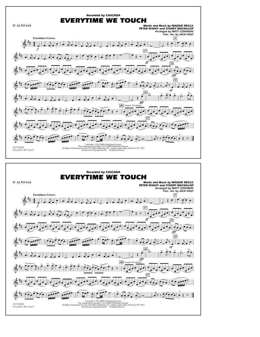 Everytime We Touch - Eb Alto Sax Marching Band scores gallery preview page 1
