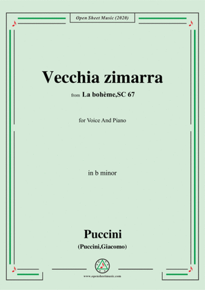 Book cover for Puccini-Vecchia zimarra,in b minor,for Voice and Piano