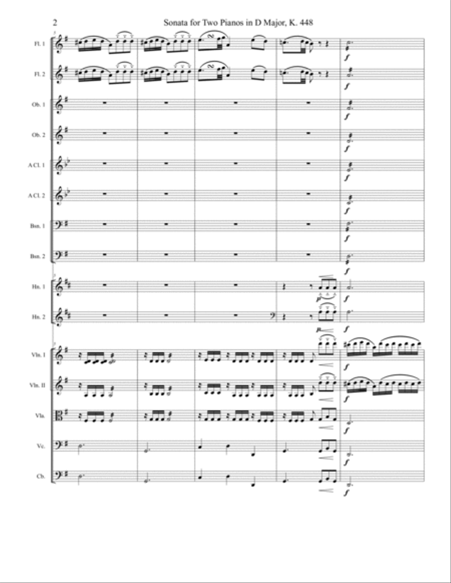 Sonata for Two Pianos in D Major, K. 448, Movement 2 Full Orchestra scores gallery preview page 2