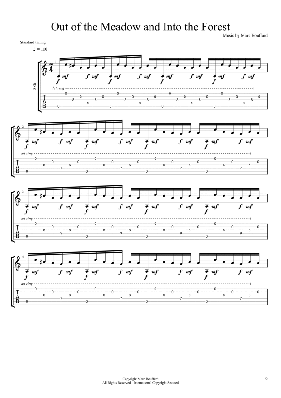 Out of the Meadow and Into the Forest Acoustic Guitar scores gallery preview page 1