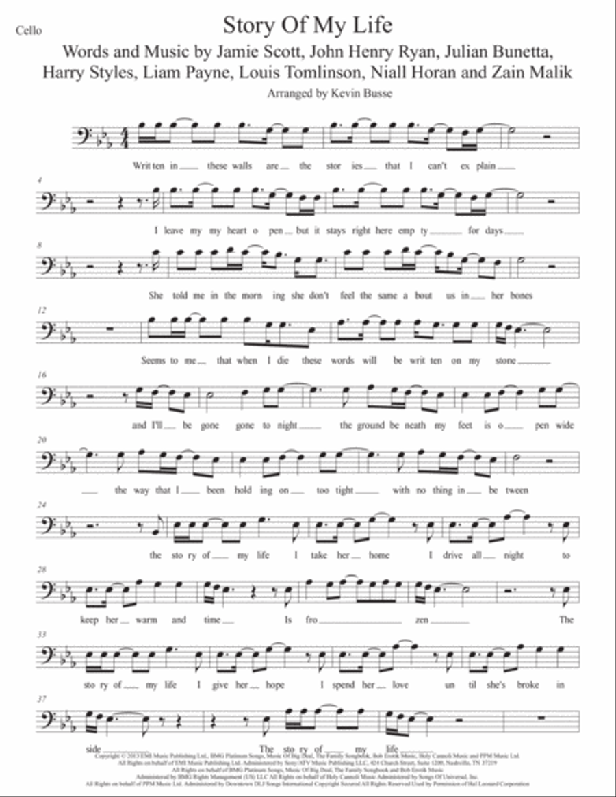Story Of My Life Story Of My Life Cello Solo scores gallery preview page 1