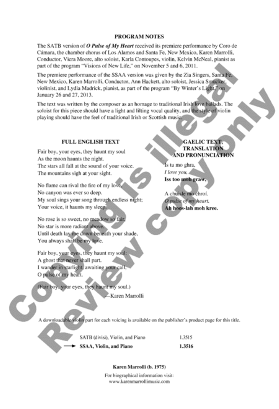 O Pulse of My Heart (A Chuisle Mo Chroí) SSAA scores gallery preview page 2