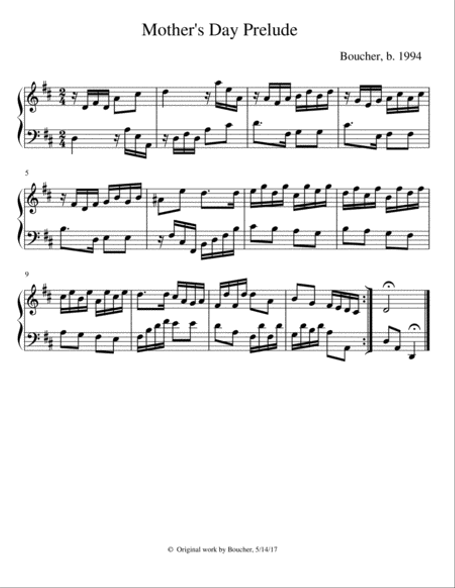 Mother's Day Prelude Mother's Day Prelude Easy Piano scores gallery preview page 1