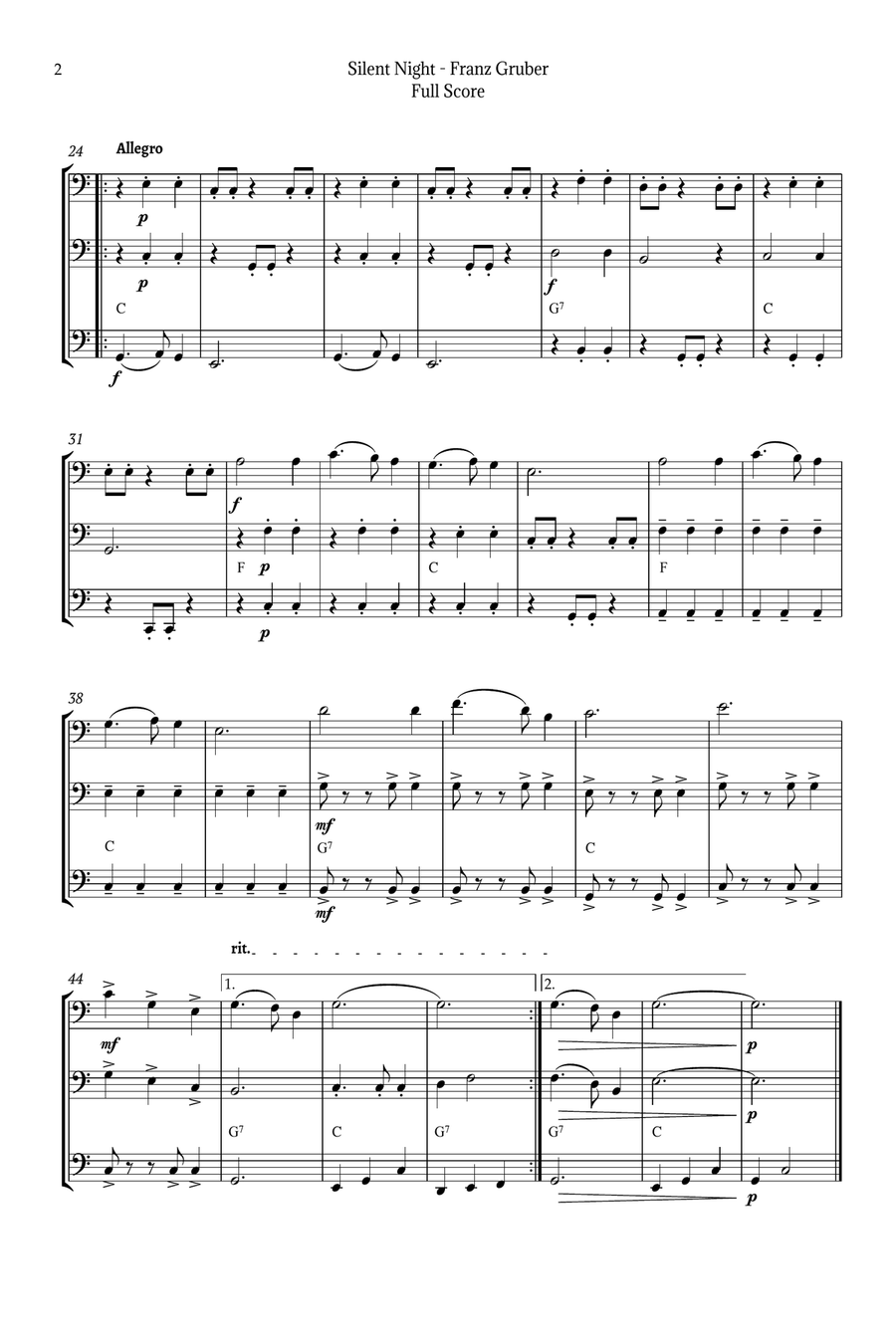 Silent Night for Bassoon Trio Woodwind Trio scores gallery preview page 2