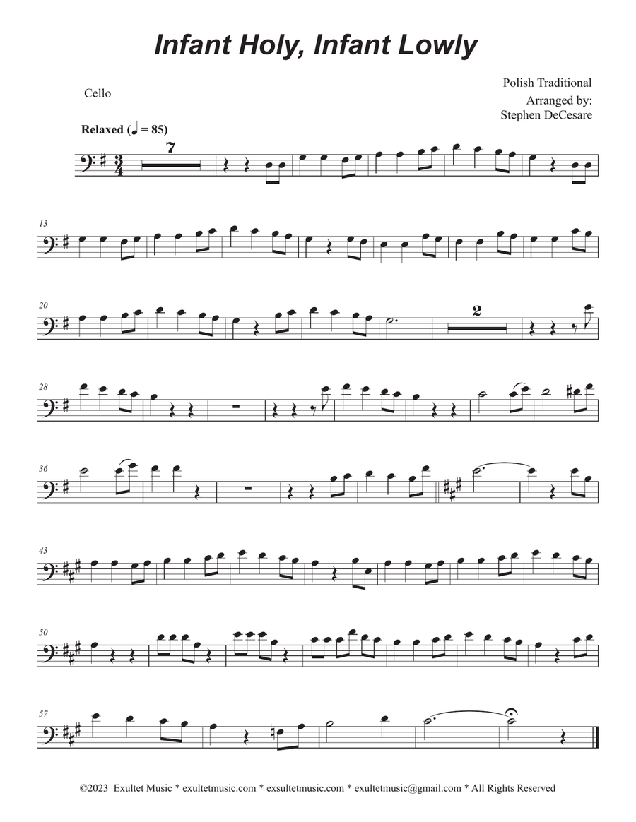 Infant Holy, Infant Lowly (Cello solo and Piano) Piano scores gallery preview page 4
