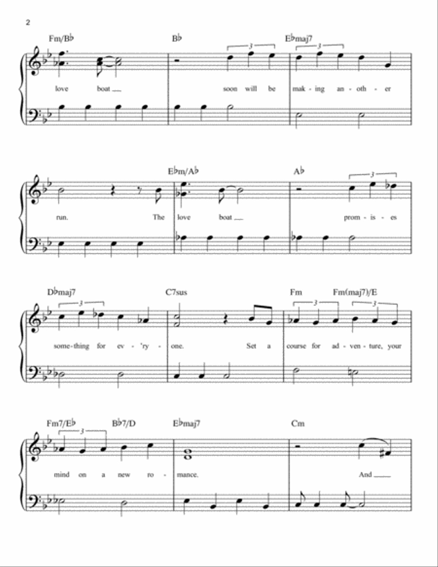 Love Boat Theme Easy Piano scores gallery preview page 2
