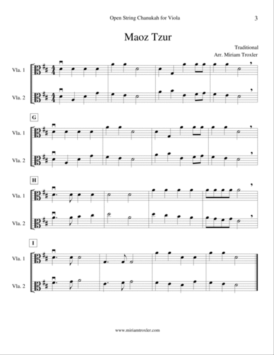 Open String Chanukah for Viola Viola Solo scores gallery preview page 3