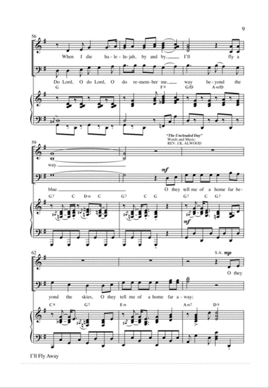 I'll Fly Away 4-Part scores gallery preview page 9