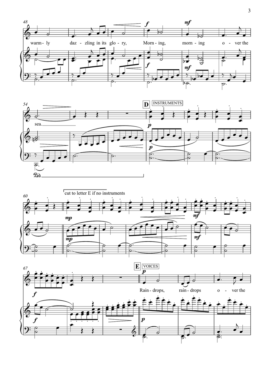 Seascape, for unison voices, optional melody instruments, and piano Unison Choir scores gallery preview page 3