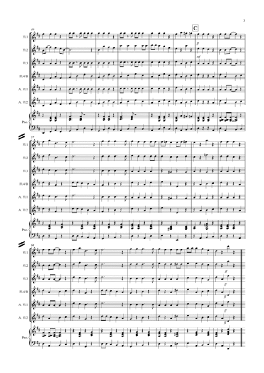 Jingle Bells (Jazzy Style!) for Flute Quartet Flute Quartet scores gallery preview page 3