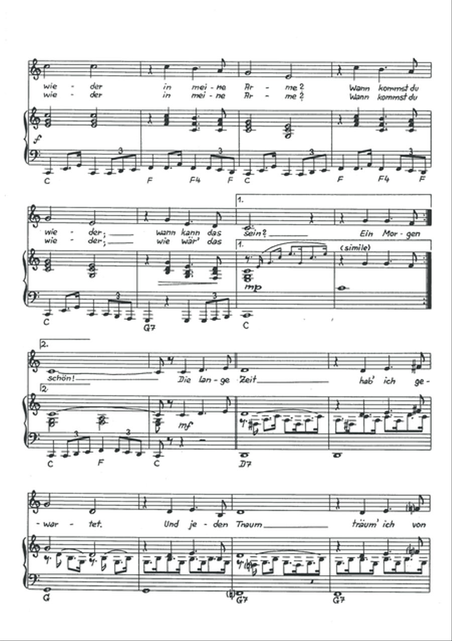 Wann kommst Du wieder Piano, Vocal scores gallery preview page 4